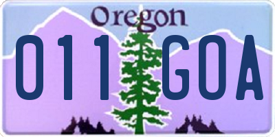 OR license plate 011GOA