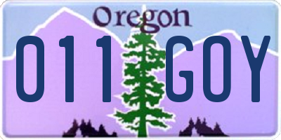 OR license plate 011GOY