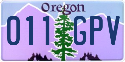 OR license plate 011GPV