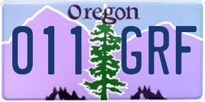 OR license plate 011GRF