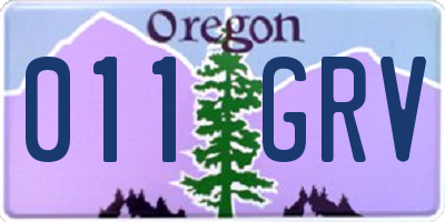 OR license plate 011GRV