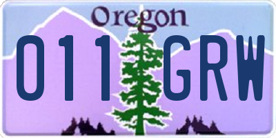 OR license plate 011GRW
