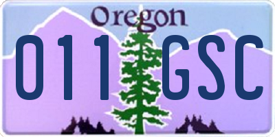 OR license plate 011GSC