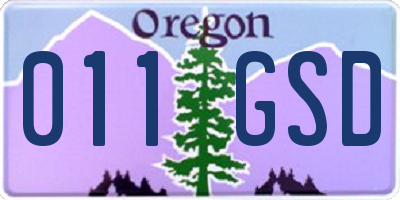 OR license plate 011GSD