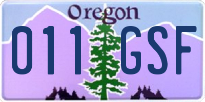 OR license plate 011GSF