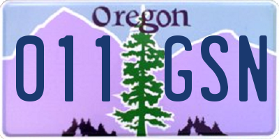OR license plate 011GSN