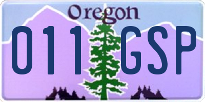 OR license plate 011GSP
