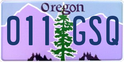 OR license plate 011GSQ
