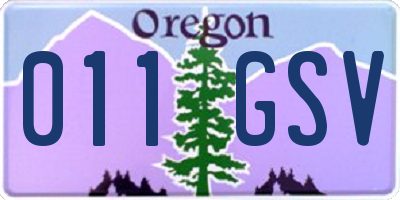 OR license plate 011GSV