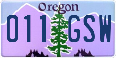 OR license plate 011GSW