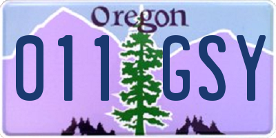OR license plate 011GSY