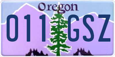 OR license plate 011GSZ