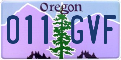 OR license plate 011GVF