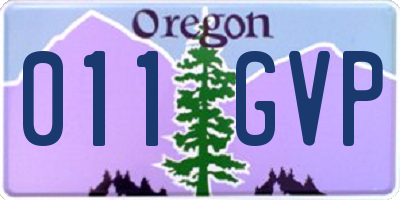OR license plate 011GVP