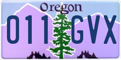 OR license plate 011GVX