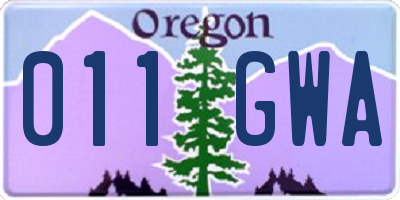 OR license plate 011GWA