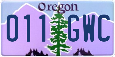OR license plate 011GWC