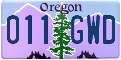 OR license plate 011GWD
