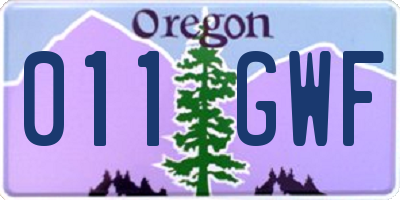 OR license plate 011GWF