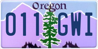 OR license plate 011GWI