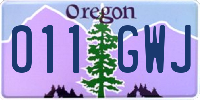 OR license plate 011GWJ