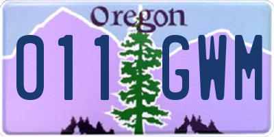 OR license plate 011GWM