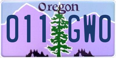 OR license plate 011GWO