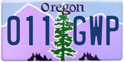 OR license plate 011GWP