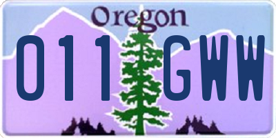 OR license plate 011GWW