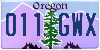OR license plate 011GWX