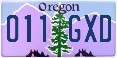 OR license plate 011GXD