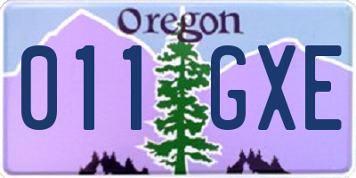 OR license plate 011GXE