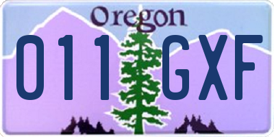 OR license plate 011GXF