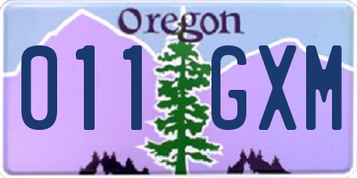 OR license plate 011GXM
