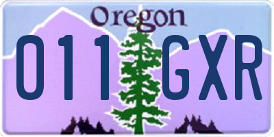 OR license plate 011GXR
