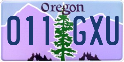 OR license plate 011GXU