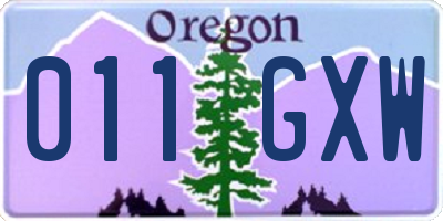 OR license plate 011GXW