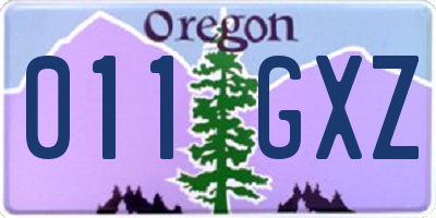 OR license plate 011GXZ