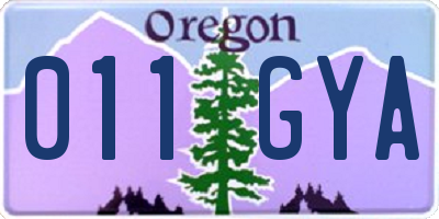 OR license plate 011GYA