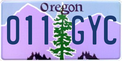 OR license plate 011GYC