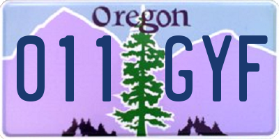 OR license plate 011GYF
