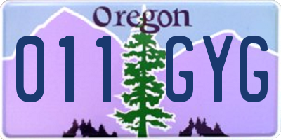 OR license plate 011GYG