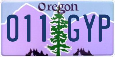 OR license plate 011GYP