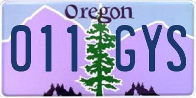 OR license plate 011GYS