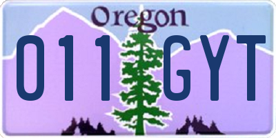 OR license plate 011GYT