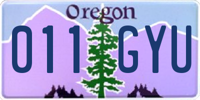 OR license plate 011GYU