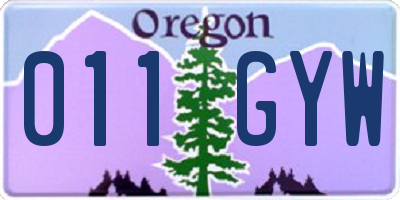 OR license plate 011GYW