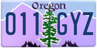 OR license plate 011GYZ