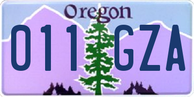 OR license plate 011GZA