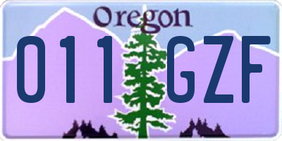 OR license plate 011GZF